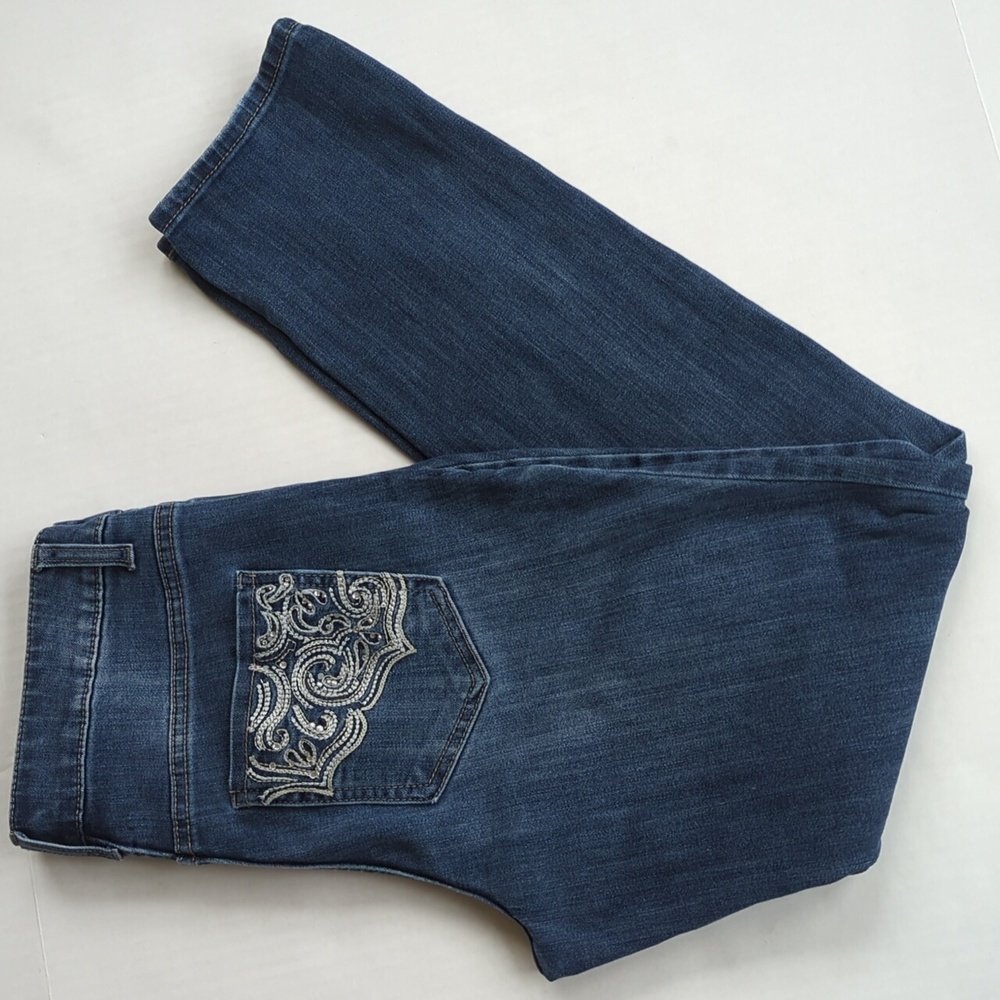 Christopher & Banks Embellished Embroidered Jeans 4 Blue
